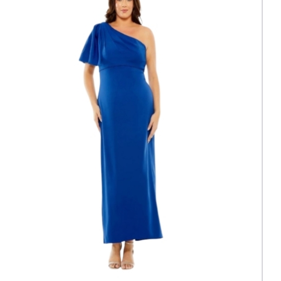 Mac Duggal Gown Size 16W One Shoulder Royal‎ Blue NEW!